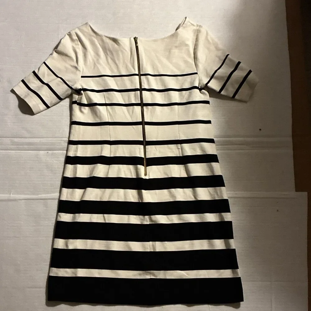 Banana Republic Women’s Black White Stretch Dress Short Sleeve Zip Size 12